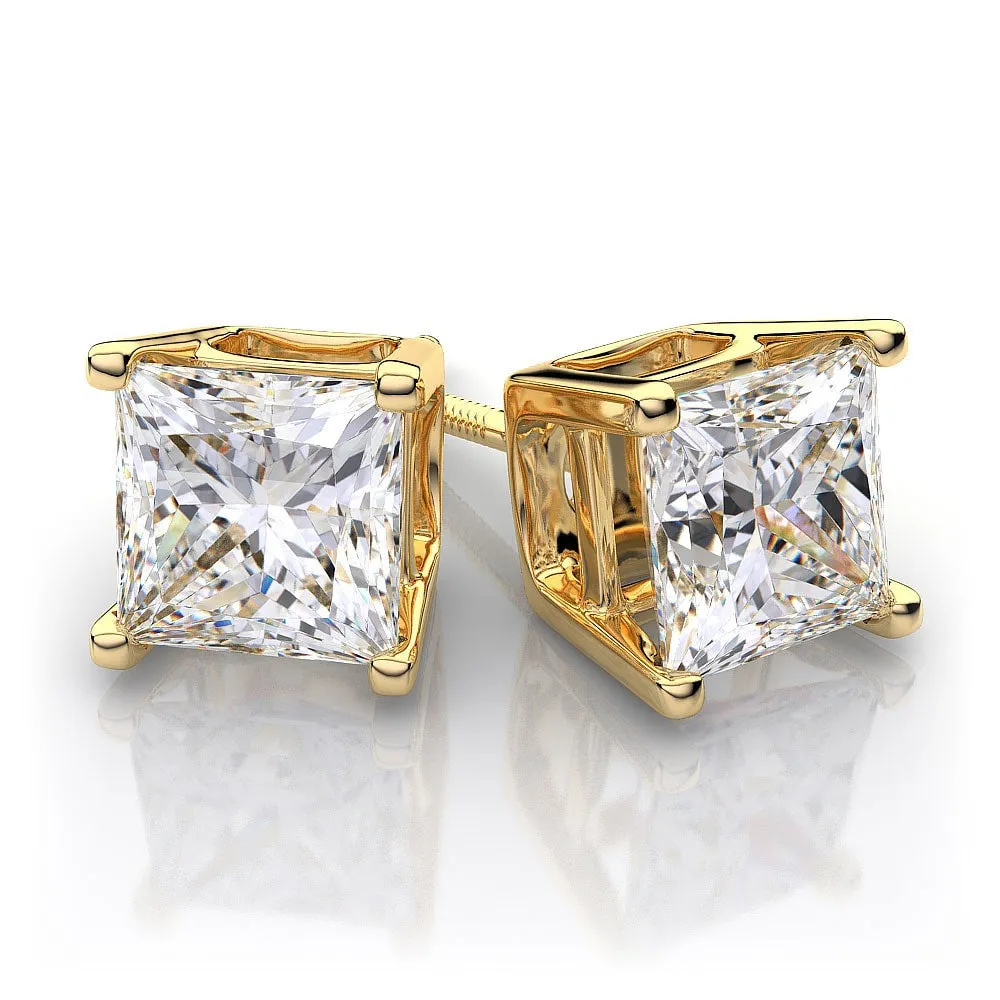 0.51 CTW Classic Princess Cut Diamond Stud Earrings