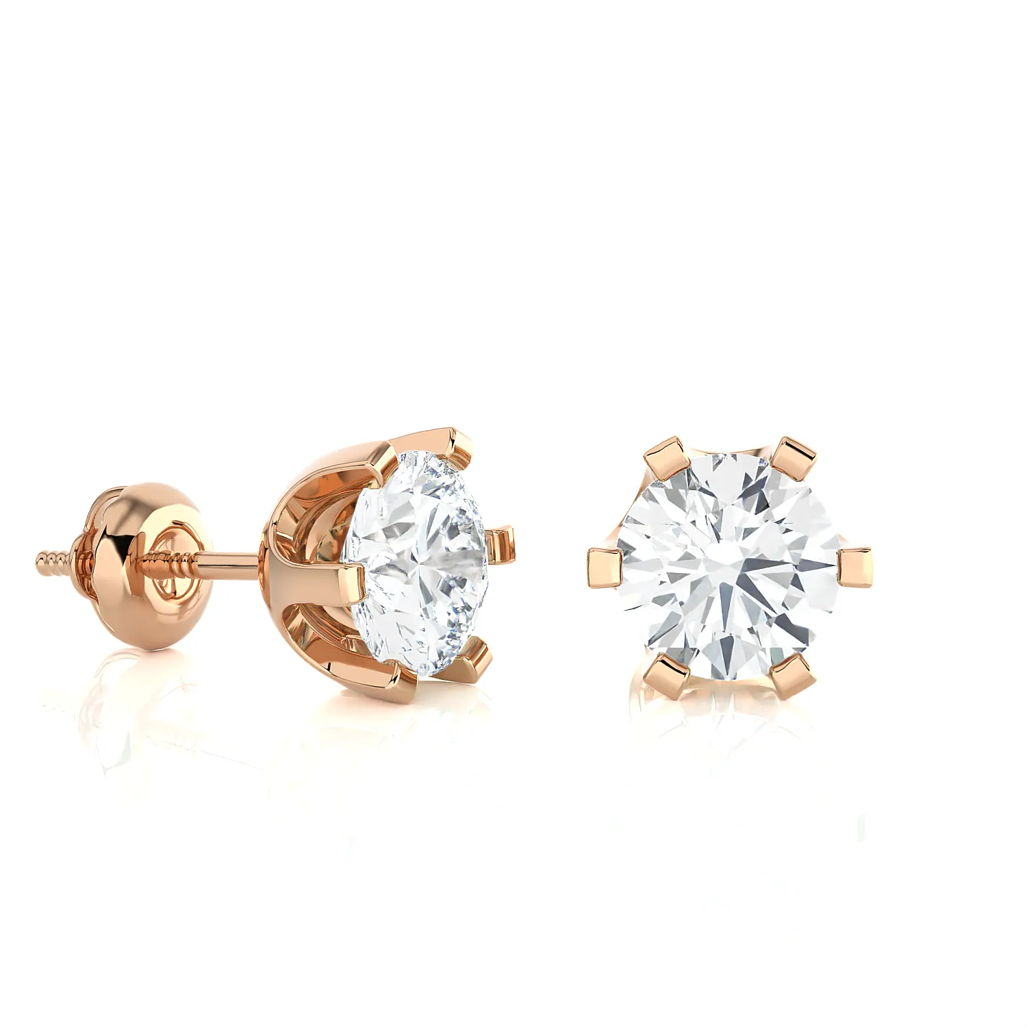 1 ctw Round Lab Grown Diamond Solitaire Stud Earrings