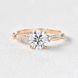 1.0ct Round Cut Moissanite Twisted Solitaire Ring