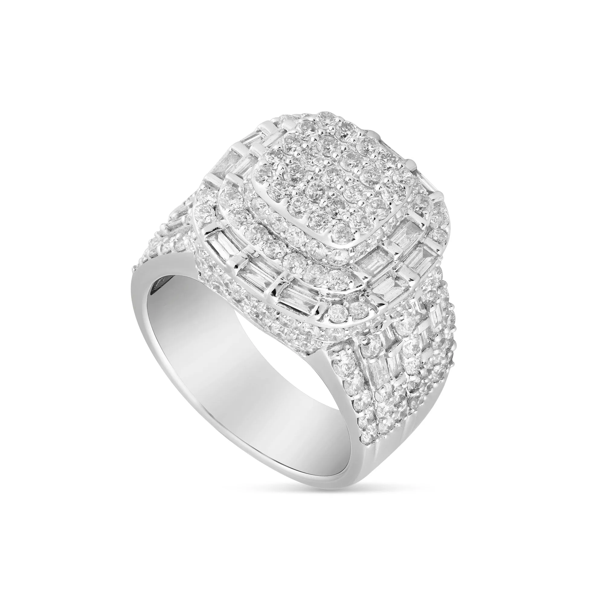 14 karat White Gold Men's Square Top Shape Statement Diamond Ring