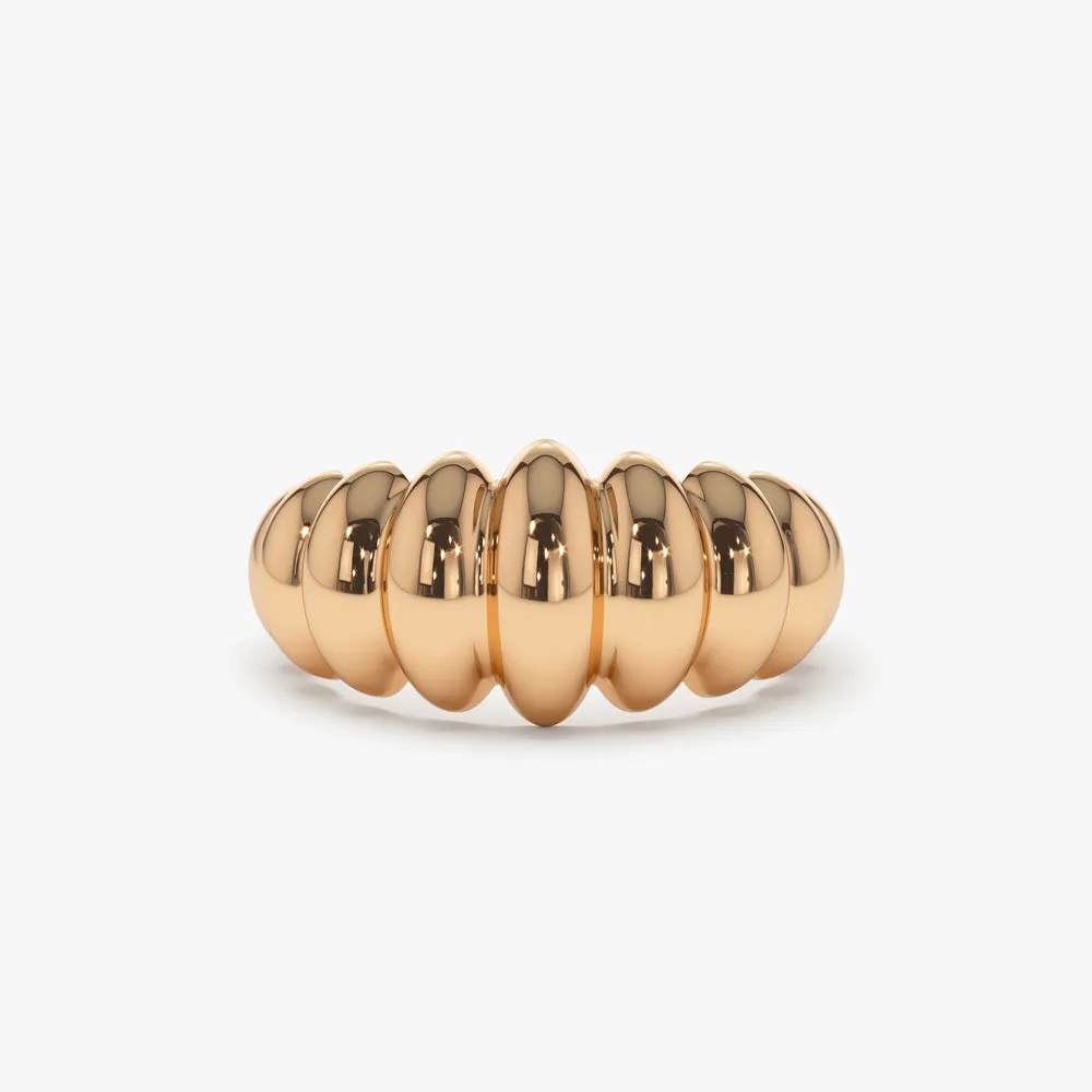 14k Gold Bold Dome Croissant Ring