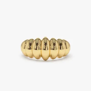 14k Gold Bold Dome Croissant Ring