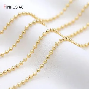 14k gold-plated beaded chain, suitable for DIY anklets, necklaces, bracelets, chain for jewelry making accessories