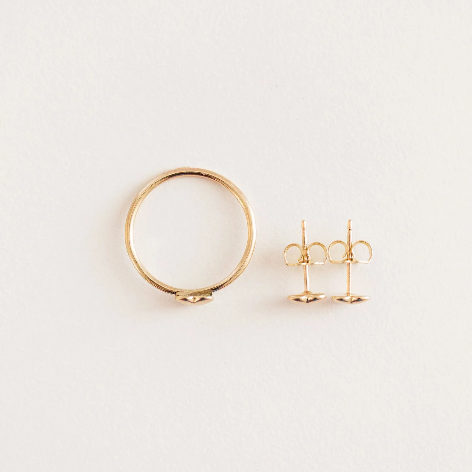 14K Puff Heart Ring   Studs Set