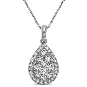 14K White Gold 1 1/5 Ctw Diamond Fashion Pendant