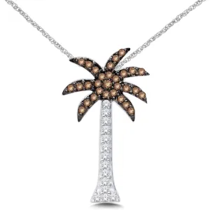 14K White Gold 1/4 Ct.Tw. Diamond Palm Tree Pendant