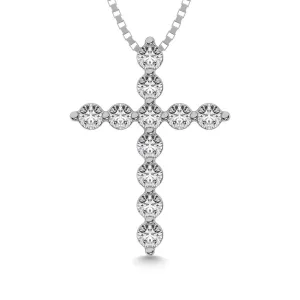 14K White Gold 1/5 Ct.Tw.Diamond Cross Pendant