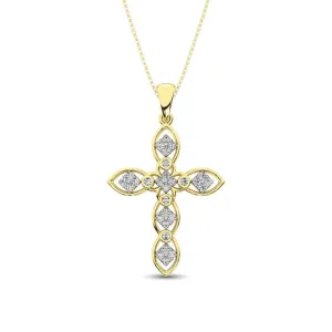 14K Yellow Gold 1/5 Ct.Tw. Diamond Cross Pendant