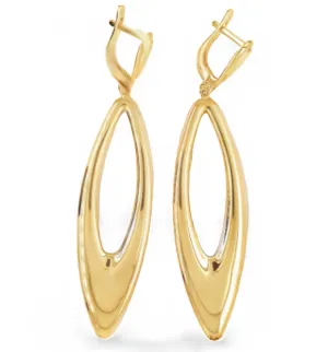 14k Yellow Gold Large Oval Drop Earrings