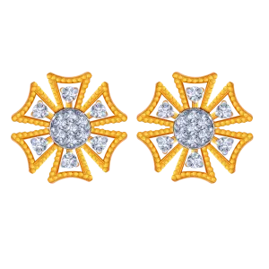 18k Unique Flower Shape Diamond Earring.