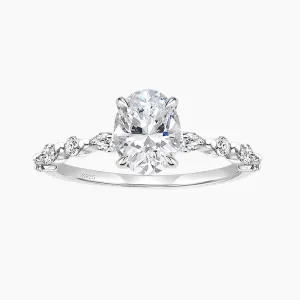 3CT Oval Cut Cubic Zirconia Promise Ring in Sterling Silver