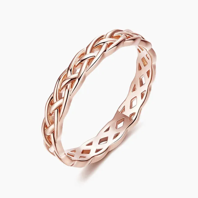 925 Sterling Silver Woven Cute Twist Ring