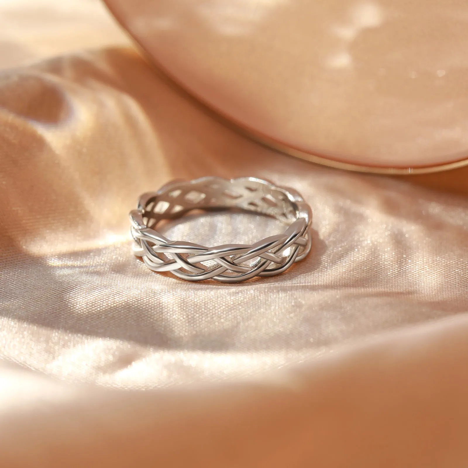 925 Sterling Silver Woven Cute Twist Ring