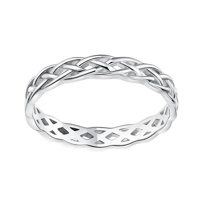 925 Sterling Silver Woven Cute Twist Ring