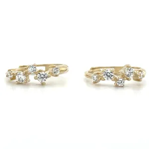 9ct Yellow Gold Scattered Cz Hoop Earrings