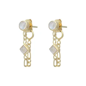 Ada 14K Gold Vermeil Rainbow Moonstone Studs