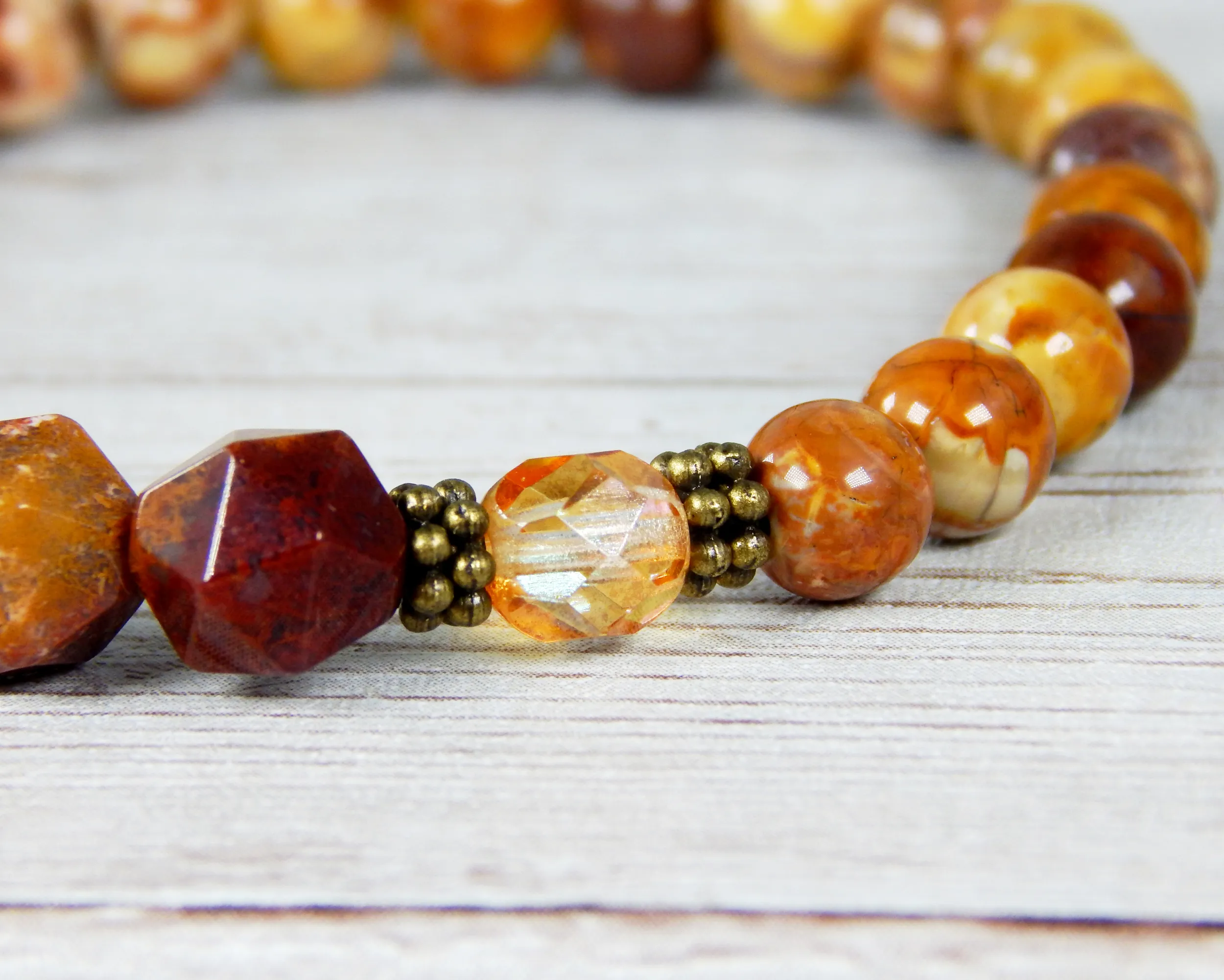 Agate Jewelry for Women - Orange Red Earthy Bracelet - Nature Jewelry