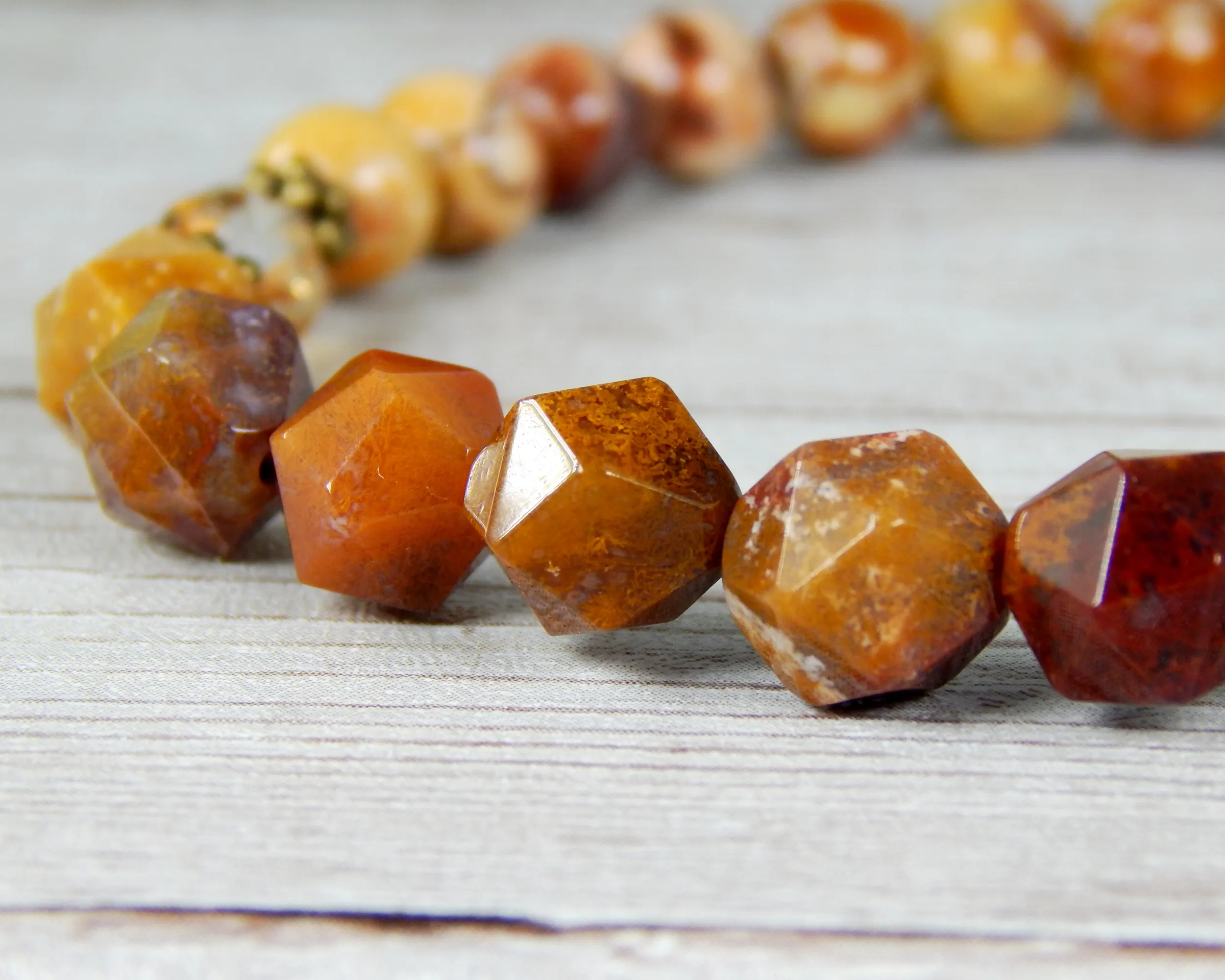 Agate Jewelry for Women - Orange Red Earthy Bracelet - Nature Jewelry