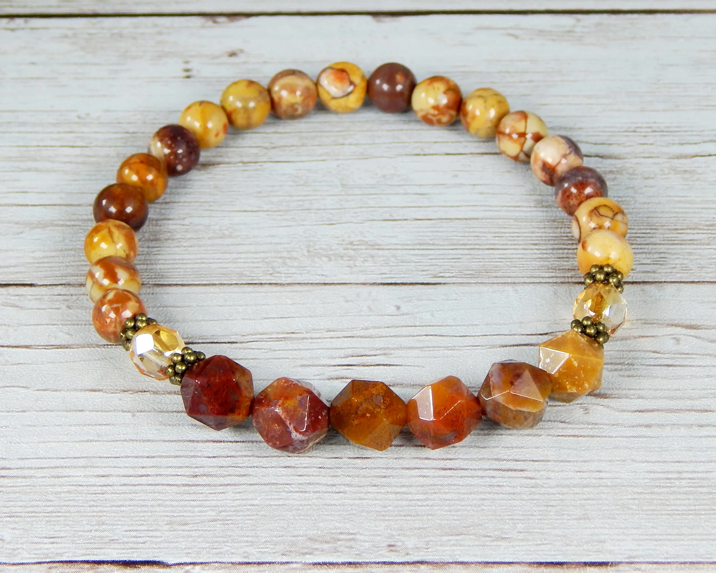 Agate Jewelry for Women - Orange Red Earthy Bracelet - Nature Jewelry