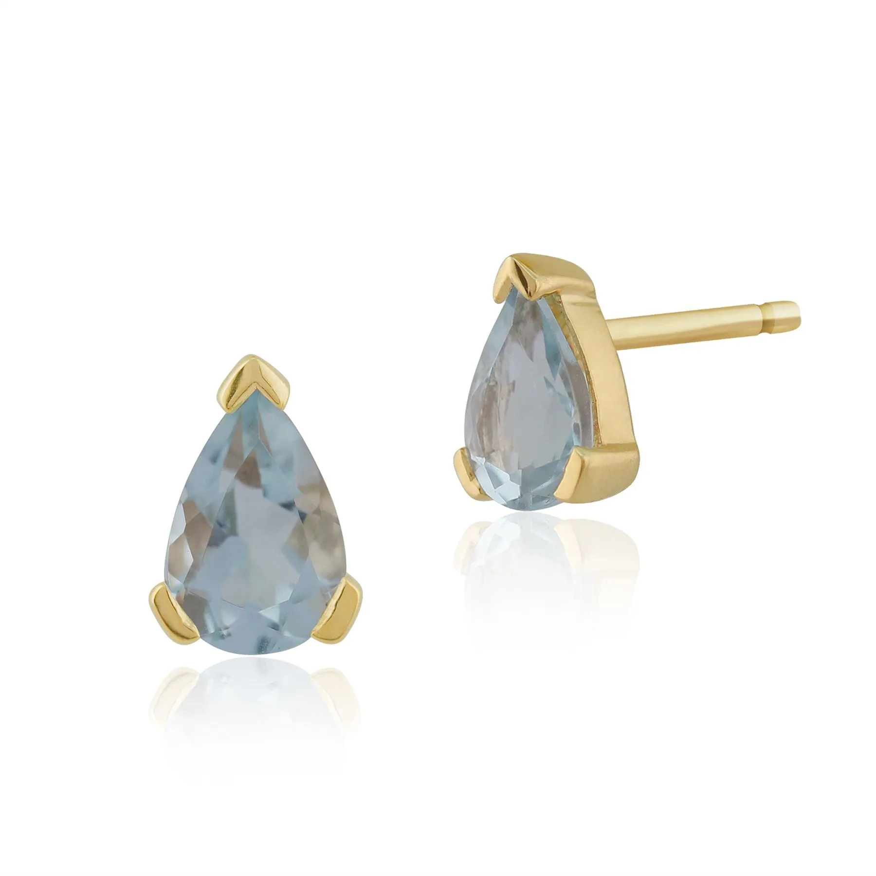 Aquamarin Ohrstecker, 9 Karat Gelbgold 0.59ct ct Aquamarin Birne Ohrstecker 6.5x4mm