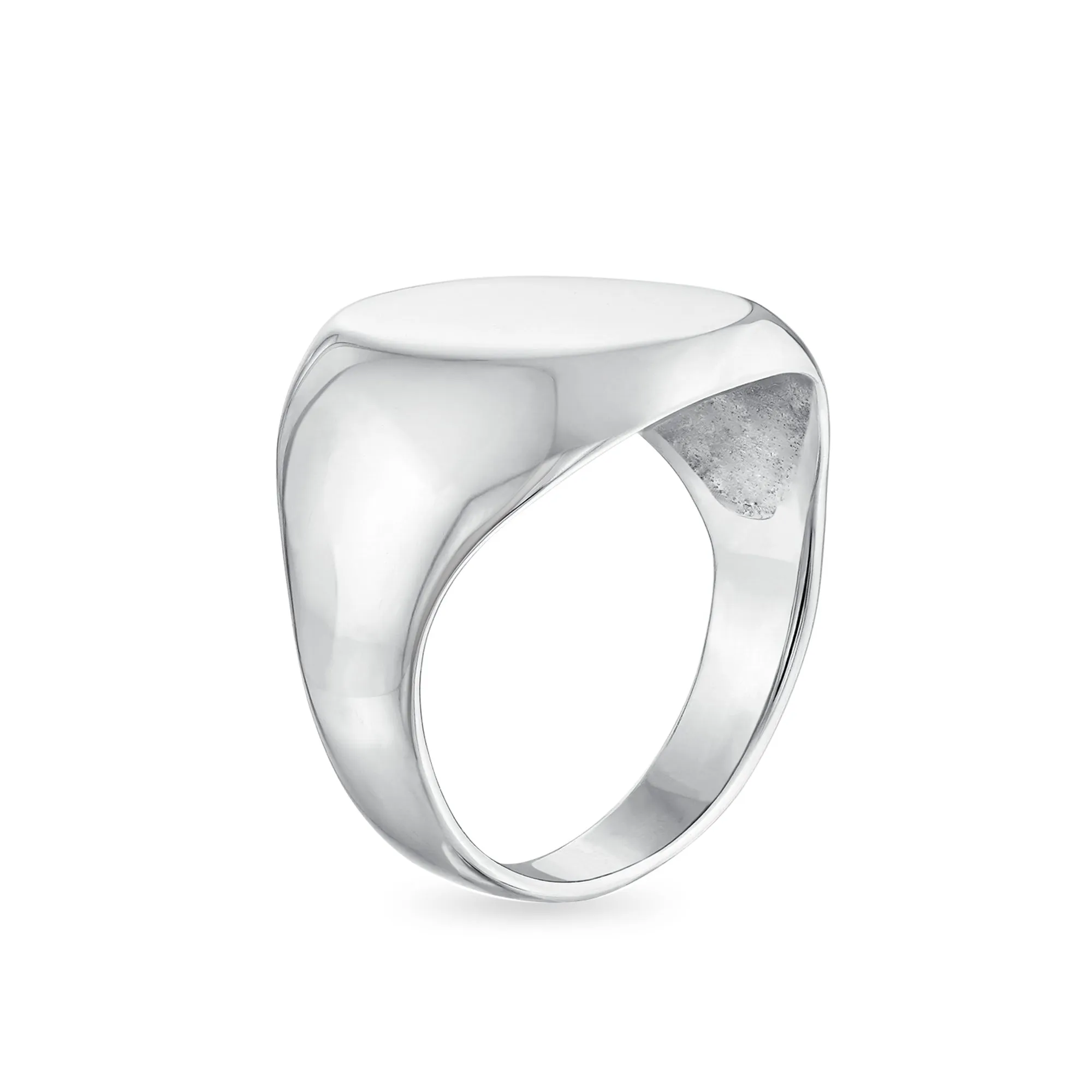 Basic Simple Initial Monogram Sterling Silver Ring for Men Oval Signet Design