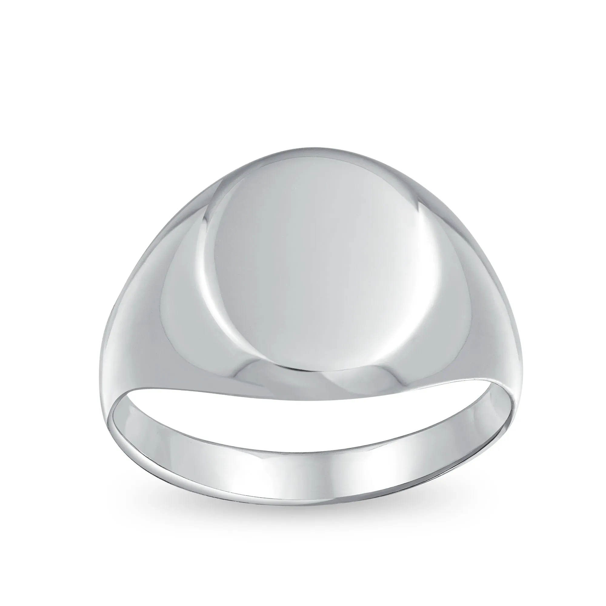 Basic Simple Initial Monogram Sterling Silver Ring for Men Oval Signet Design