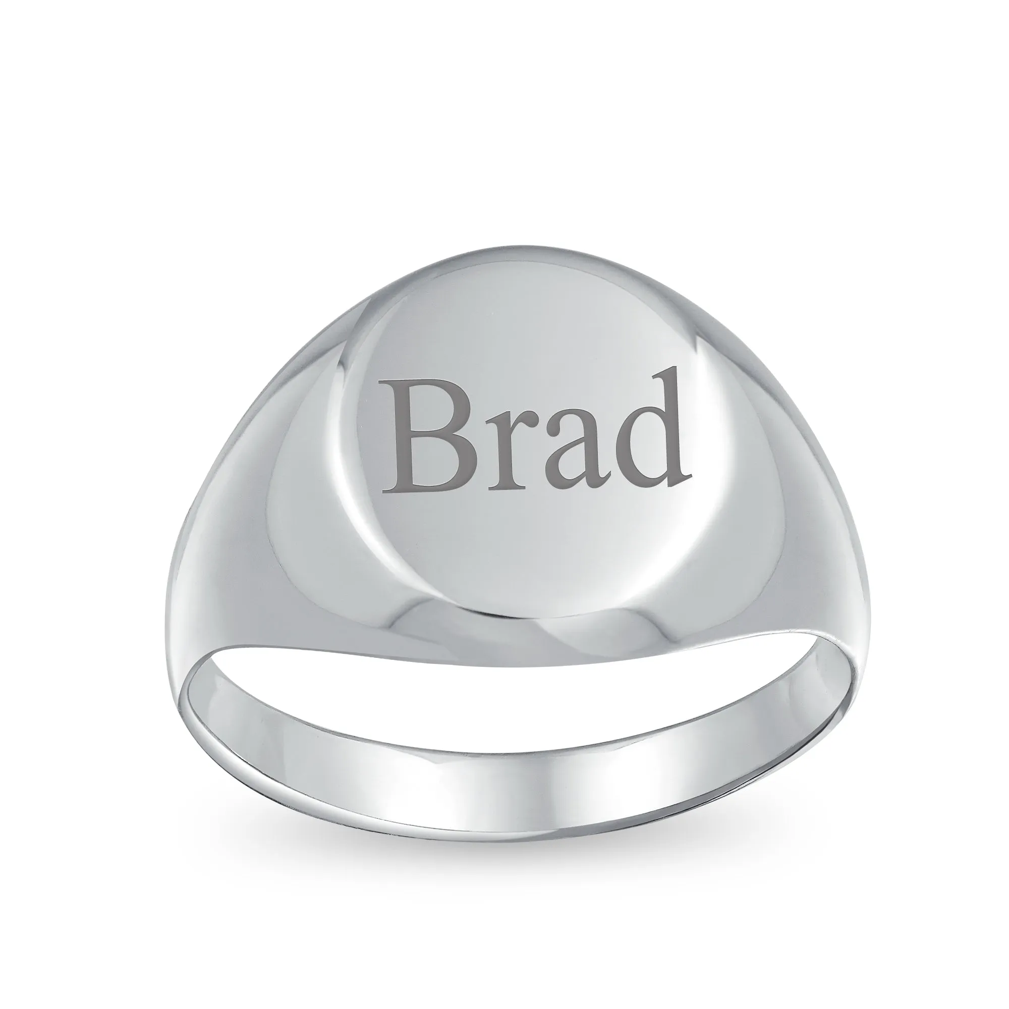 Basic Simple Initial Monogram Sterling Silver Ring for Men Oval Signet Design