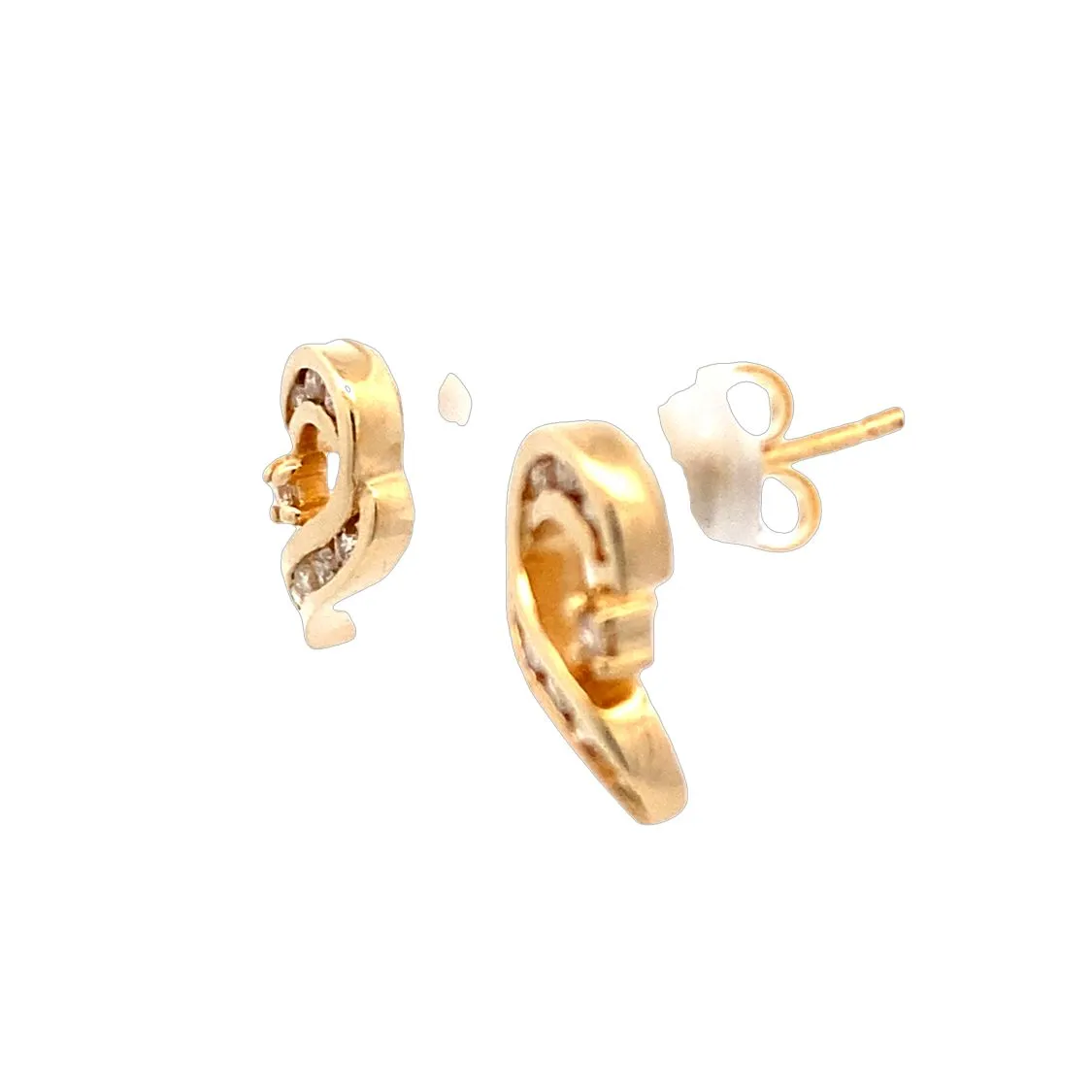 BCJ Estate Jewelry Yellow Gold Diamond RIbbon Earrings