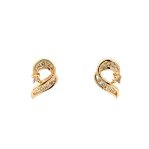 BCJ Estate Jewelry Yellow Gold Diamond RIbbon Earrings