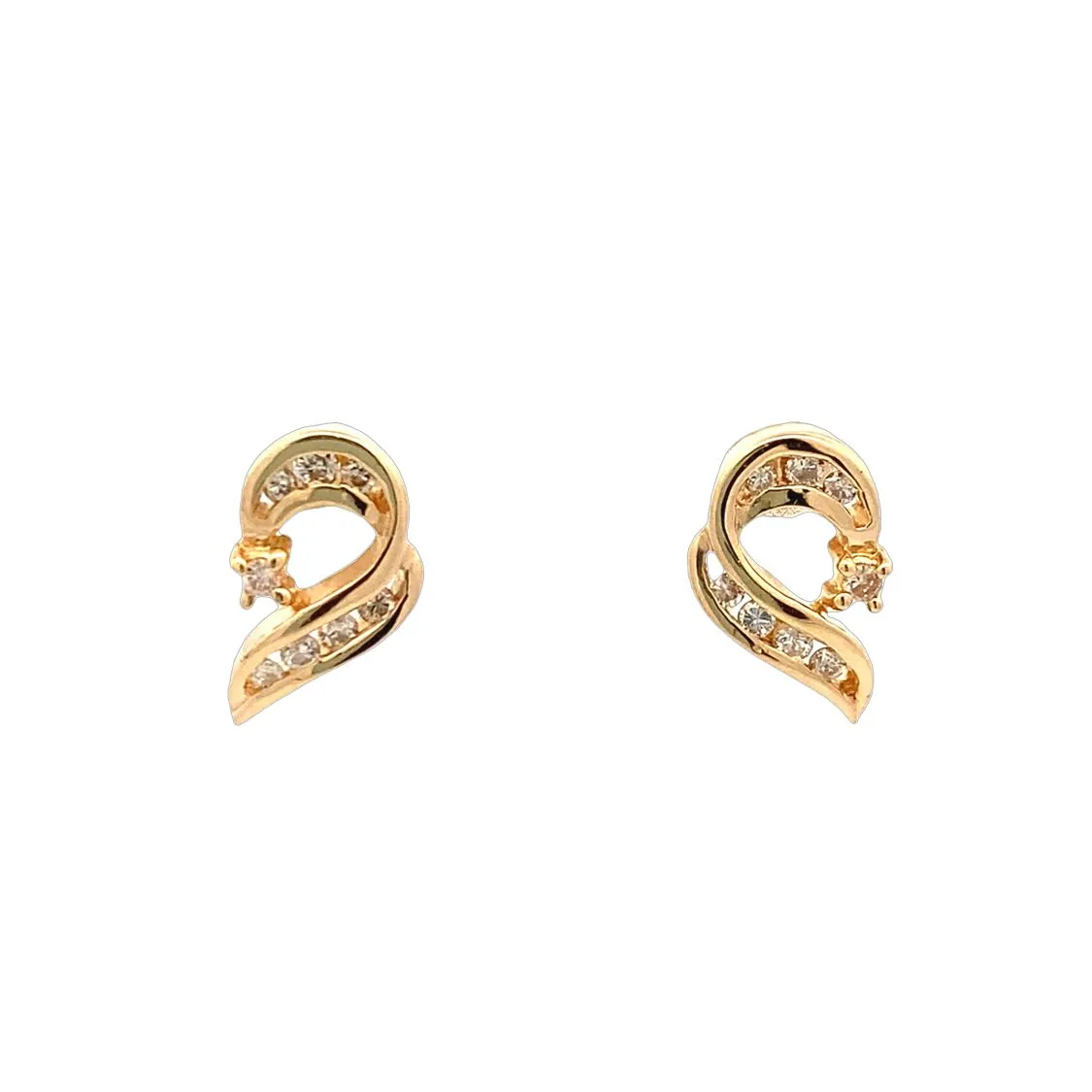 BCJ Estate Jewelry Yellow Gold Diamond RIbbon Earrings