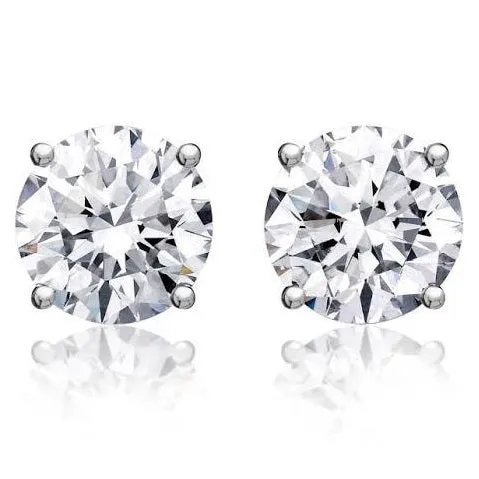 Beauvince GIA H-I SI1 Certified 3.07 Carat Round Solitaire Diamond Studs