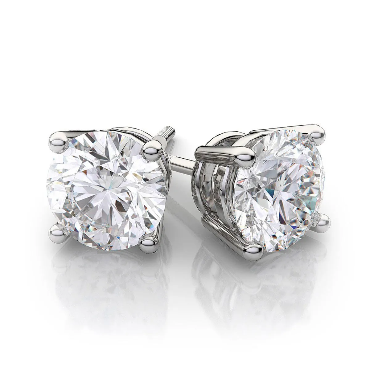 Beauvince GIA H-I SI1 Certified 3.07 Carat Round Solitaire Diamond Studs