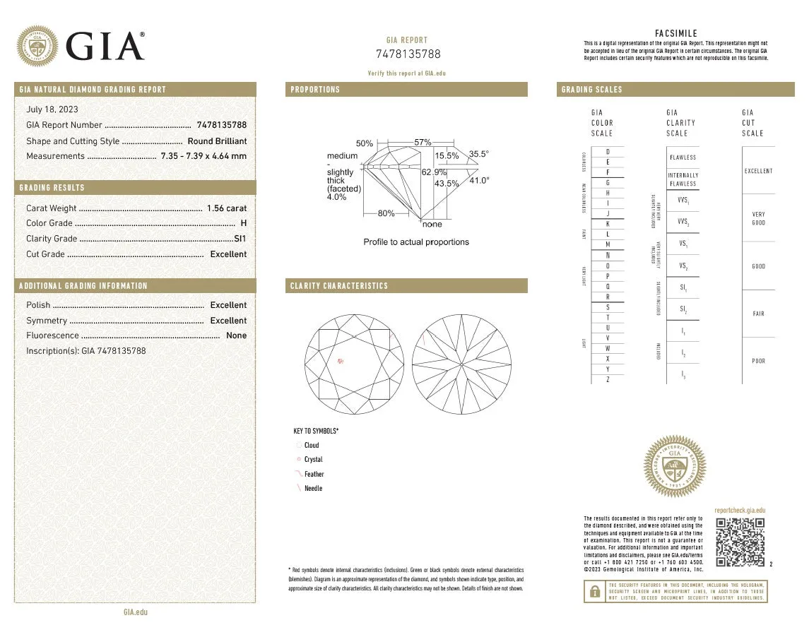 Beauvince GIA H-I SI1 Certified 3.07 Carat Round Solitaire Diamond Studs