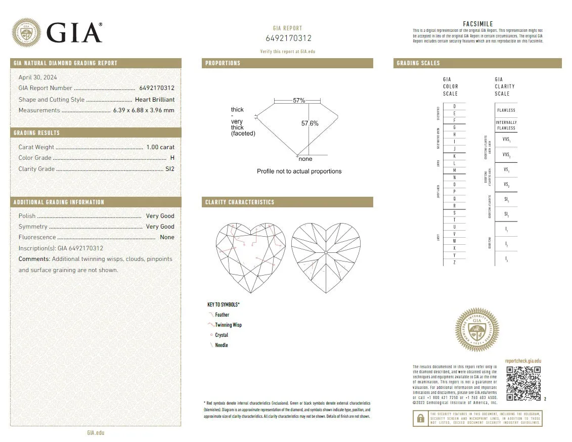 Beauvince Heart Shape Solitaire Studs (2.00 ct H SI GIA Diamonds) in White Gold