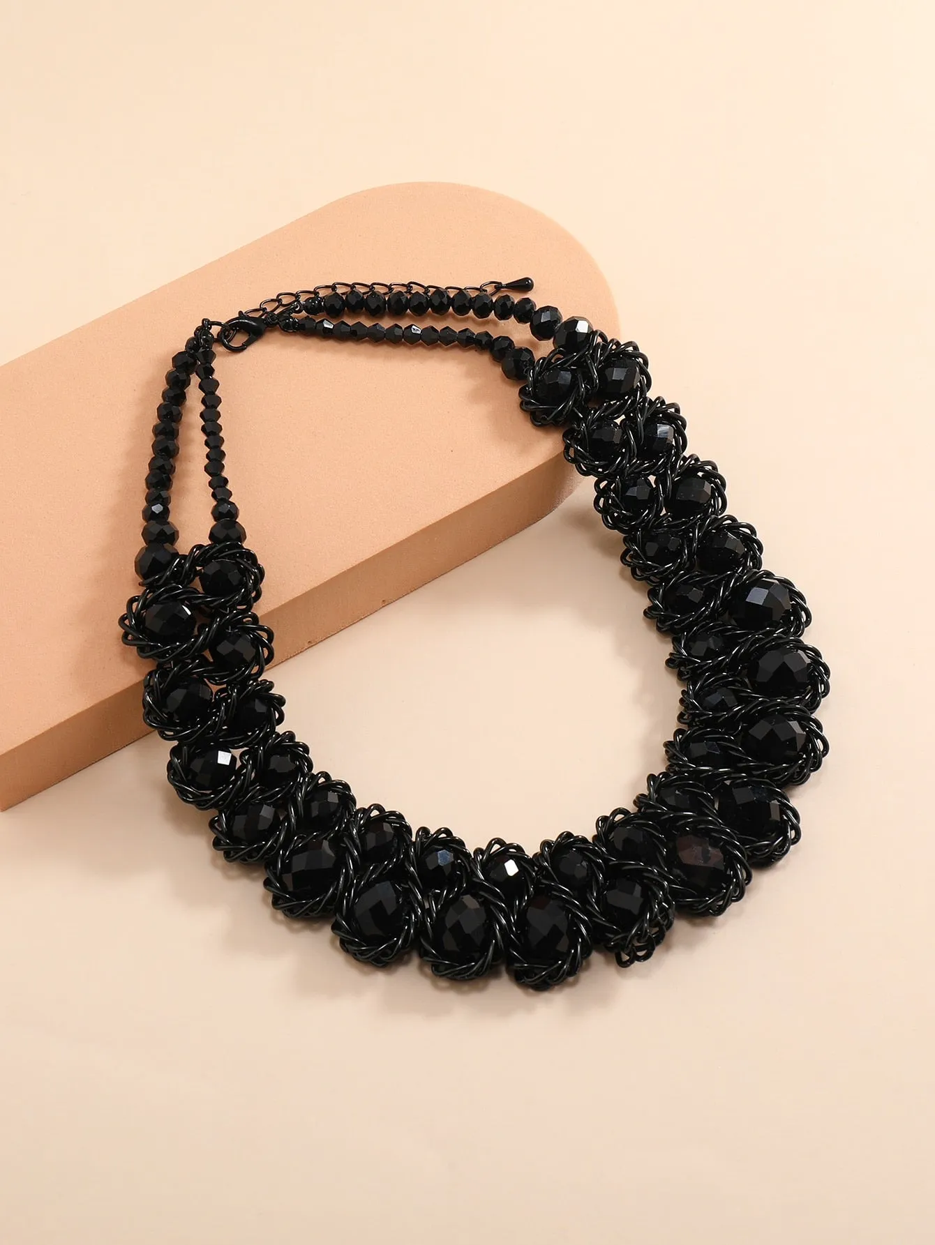 Black Beaded Layered Necklace for Women Jewelry for Women Gift for Her Necklace