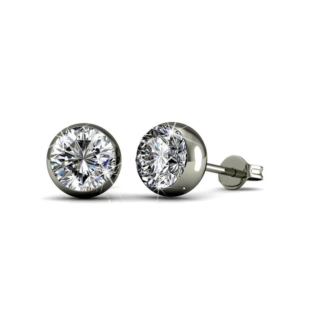 Blaire “Majestic” 18k White Gold Plated Stud Earrings with Swarovski Round Cut Crystals