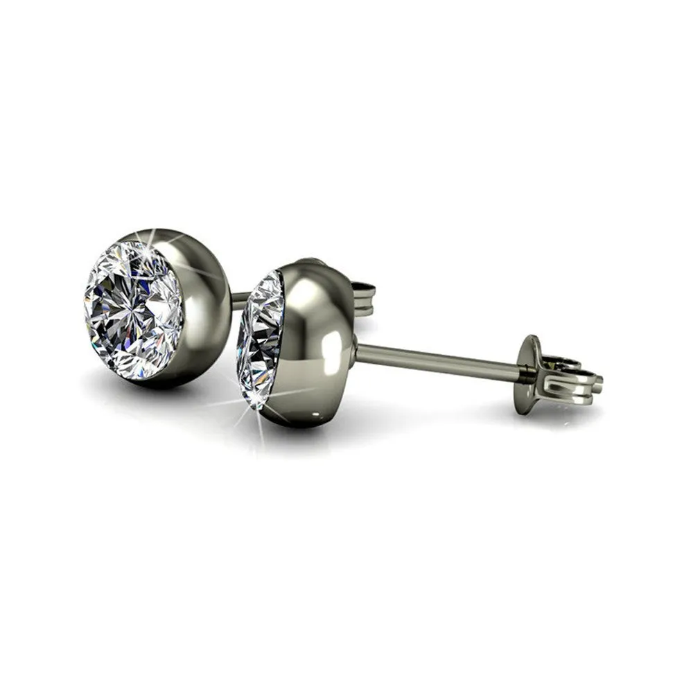 Blaire “Majestic” 18k White Gold Plated Stud Earrings with Swarovski Round Cut Crystals