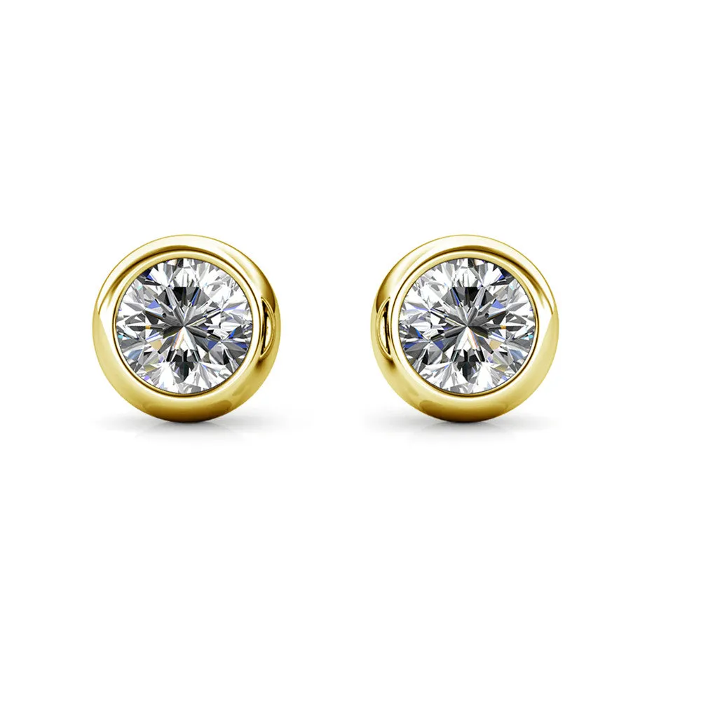 Blaire “Majestic” 18k White Gold Plated Stud Earrings with Swarovski Round Cut Crystals