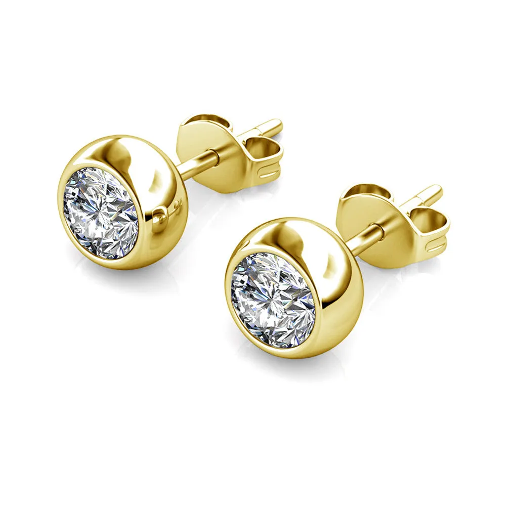 Blaire “Majestic” 18k White Gold Plated Stud Earrings with Swarovski Round Cut Crystals