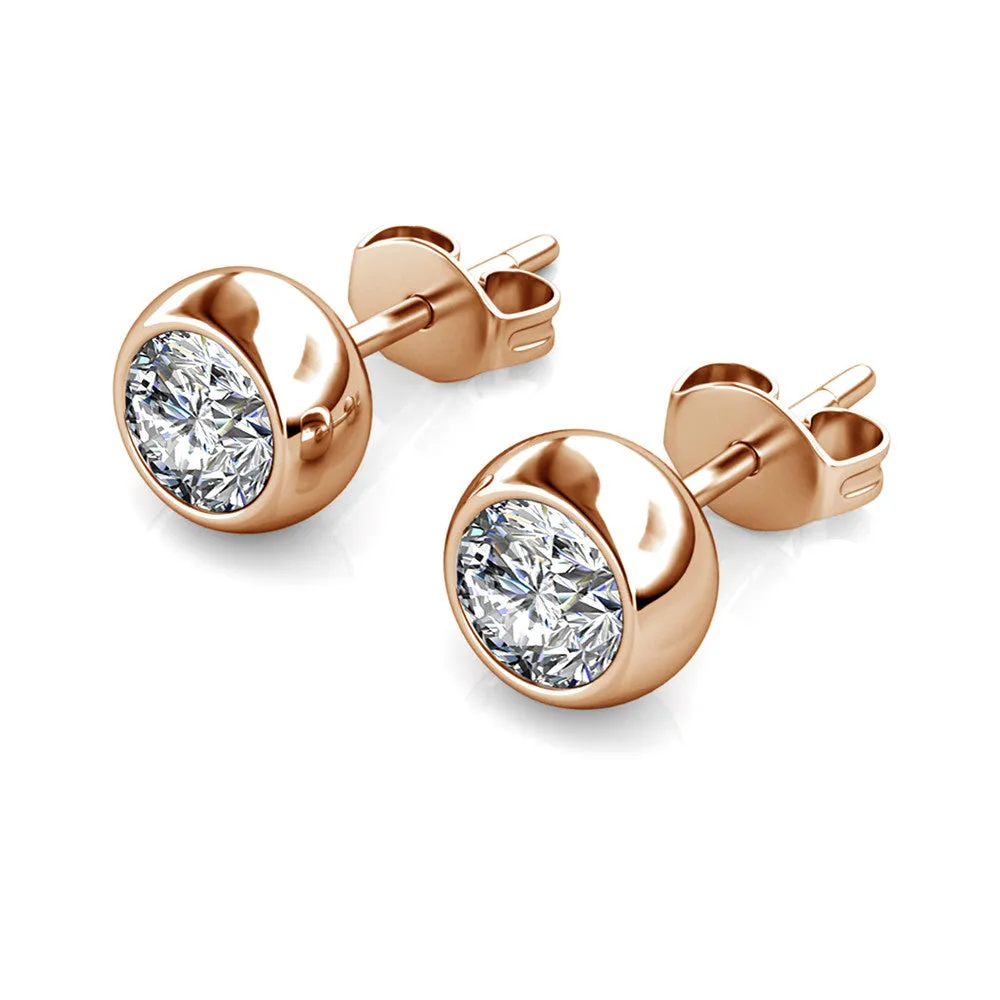 Blaire “Majestic” 18k White Gold Plated Stud Earrings with Swarovski Round Cut Crystals