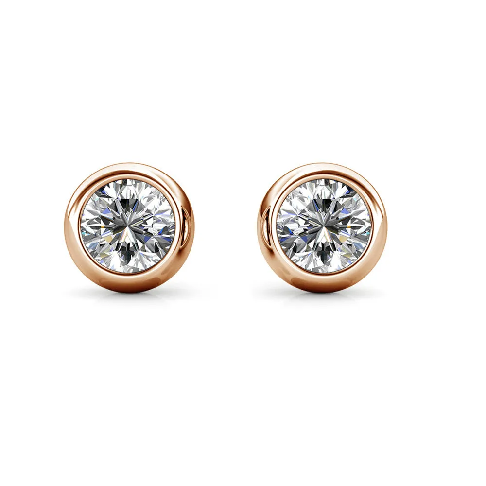 Blaire “Majestic” 18k White Gold Plated Stud Earrings with Swarovski Round Cut Crystals