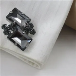 Bold Grey Crystal Unisex Cuff Links