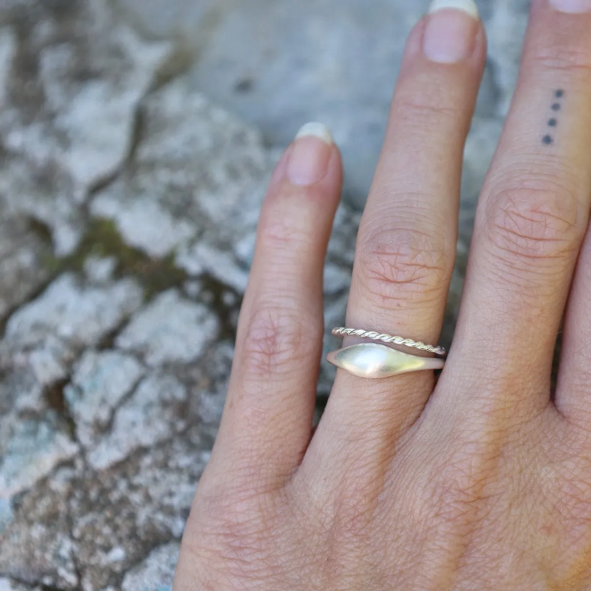 Brushed Sterling Silver Small Tapered Dome Band Ring