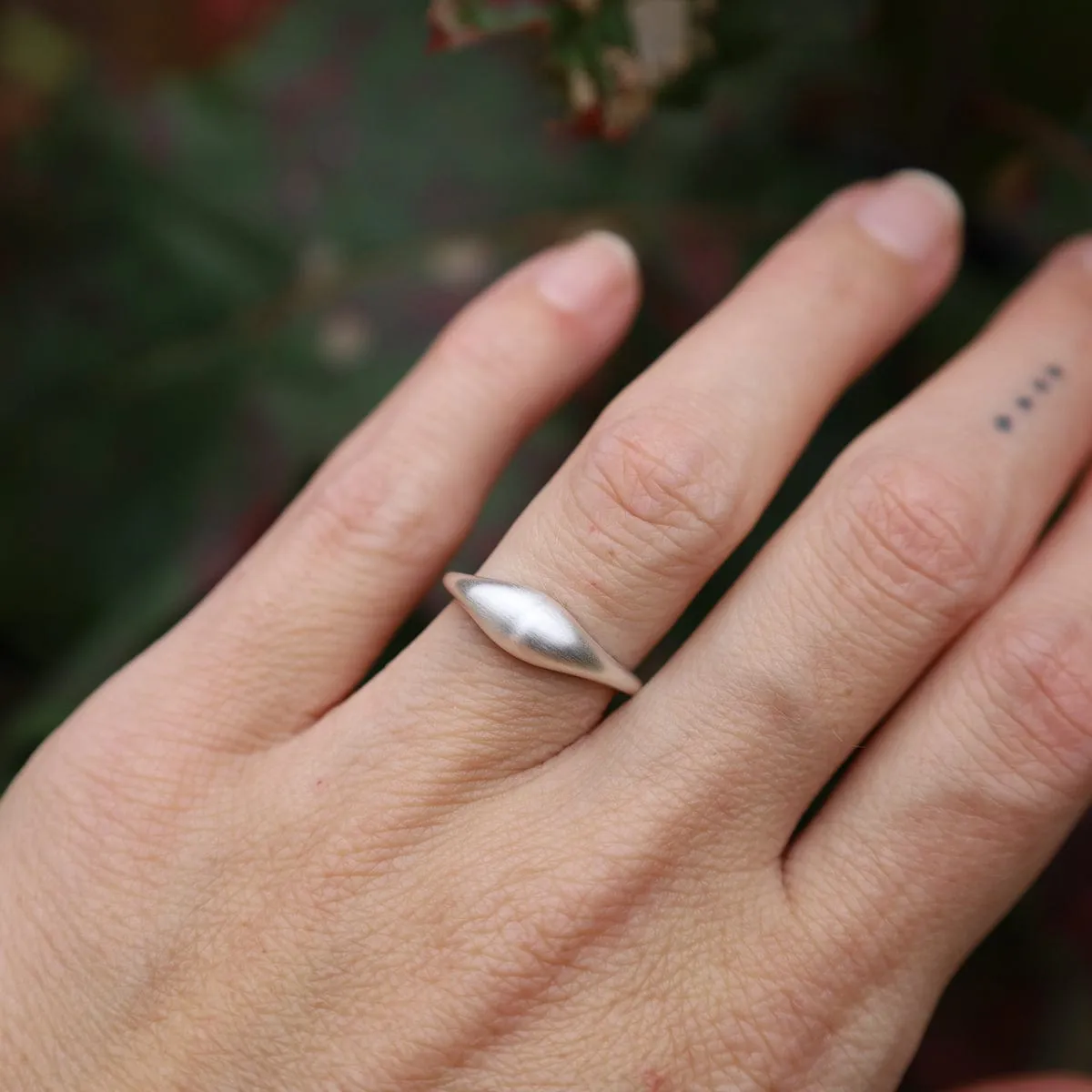 Brushed Sterling Silver Small Tapered Dome Band Ring