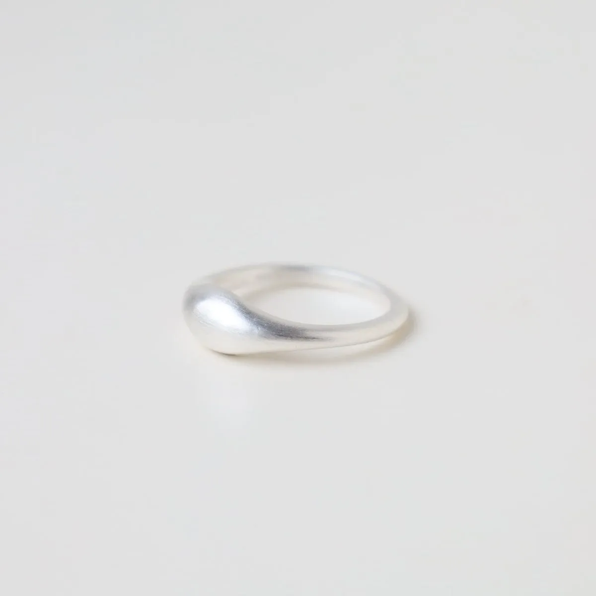 Brushed Sterling Silver Small Tapered Dome Band Ring