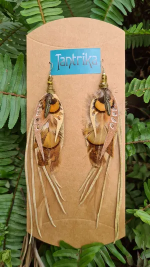 Celina Feather & Leather Earrings