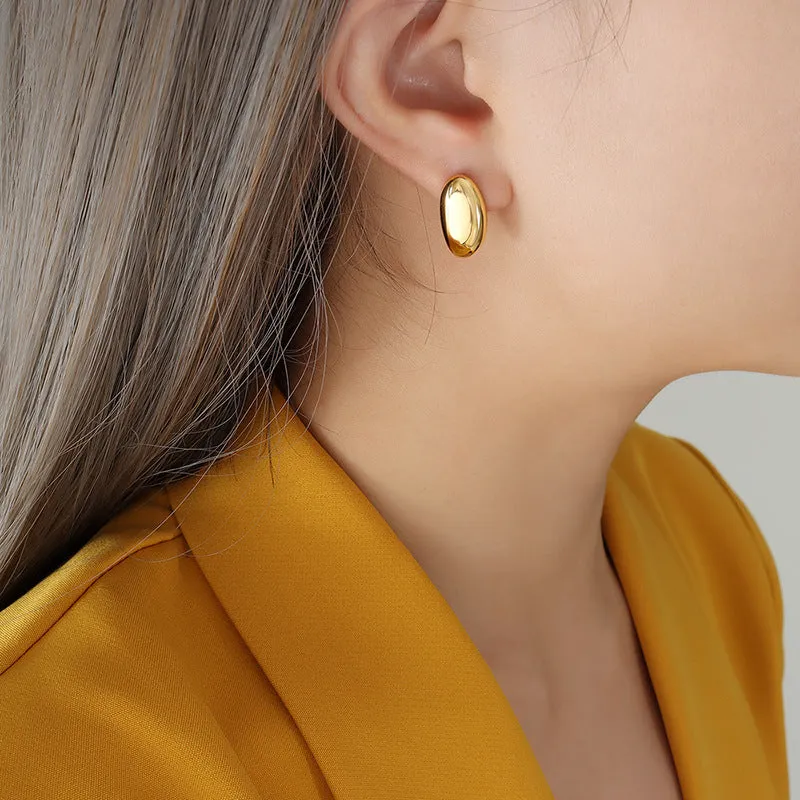 Chic 18K Gold Plated Rice Stud Earrings with Unique Design