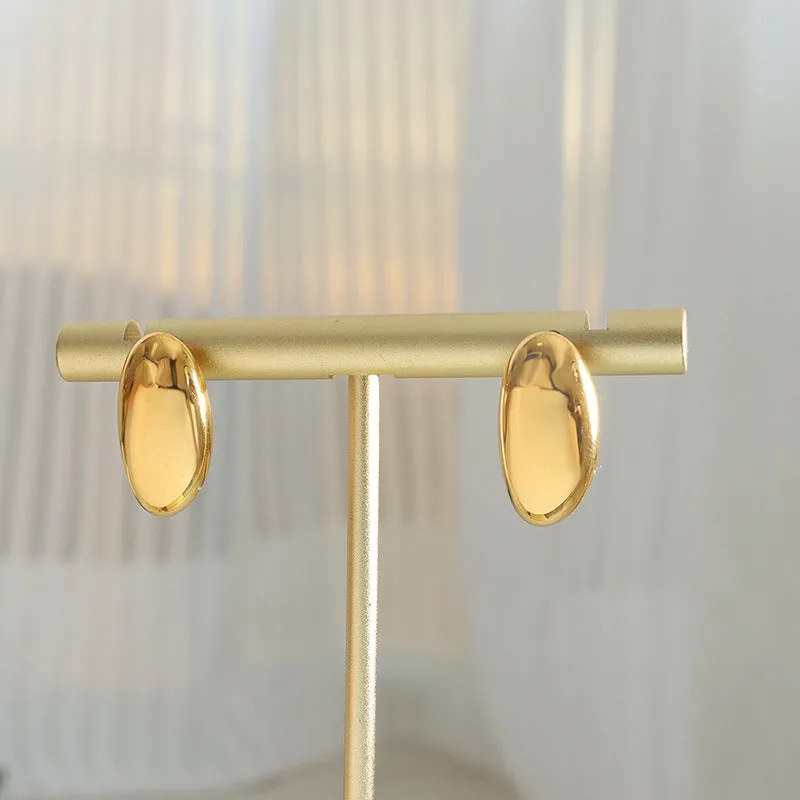 Chic 18K Gold Plated Rice Stud Earrings with Unique Design