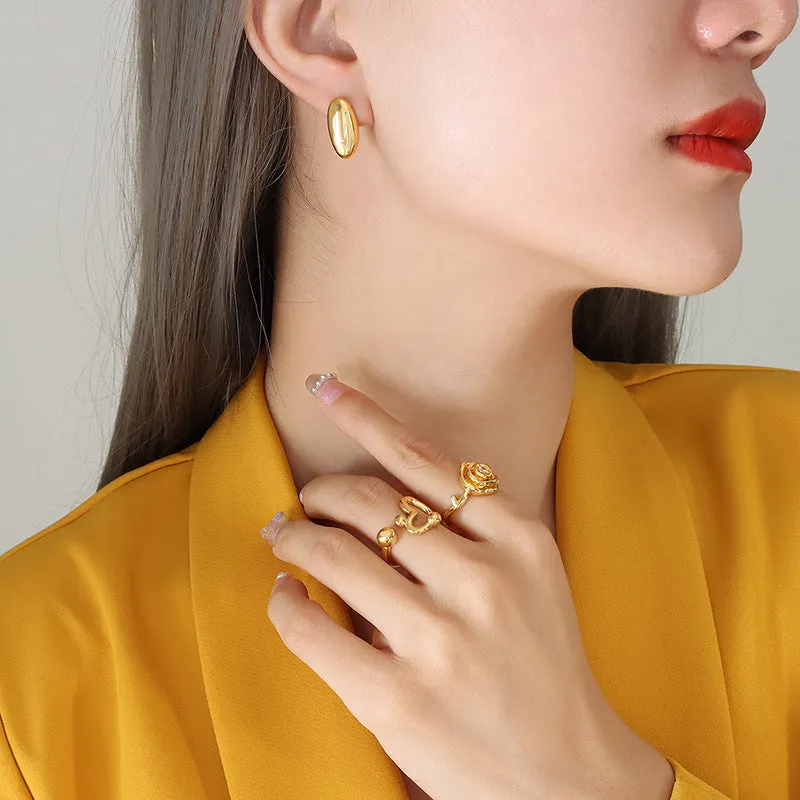 Chic 18K Gold Plated Rice Stud Earrings with Unique Design