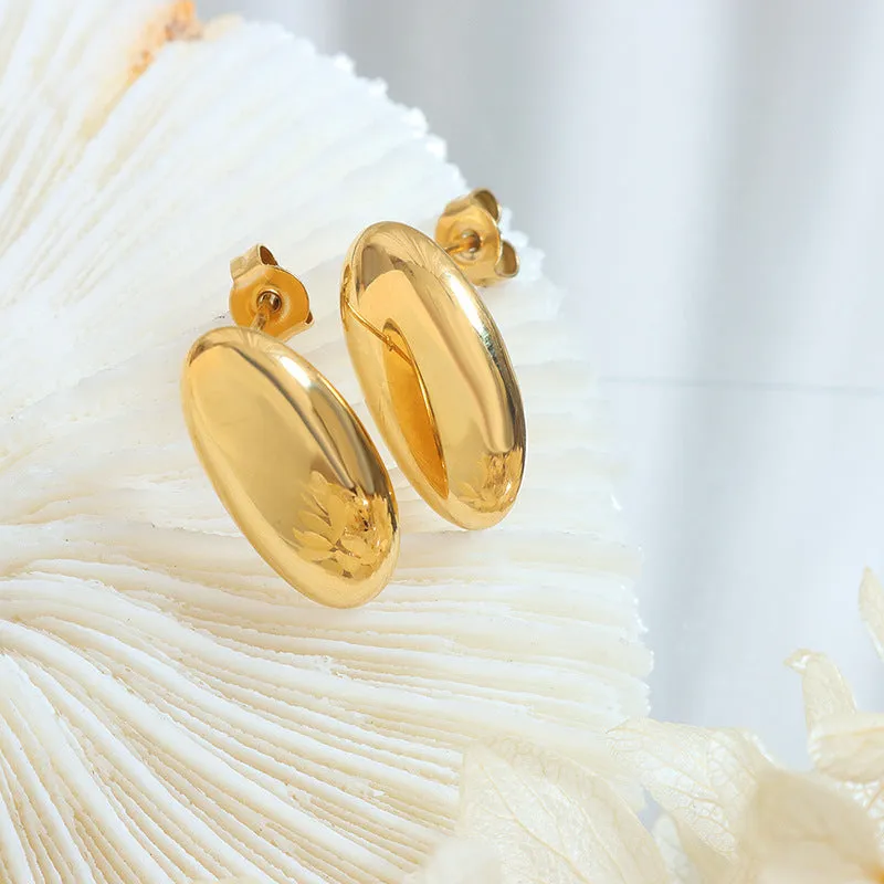 Chic 18K Gold Plated Rice Stud Earrings with Unique Design